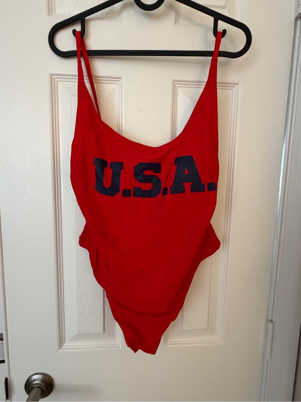 Red Women’s One-Piece Swimsuit with U.S.A. Print